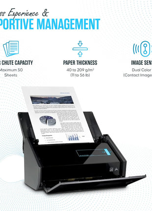 IX500 Fujitsu ScanSnap Duplex Document & Receipt Scanner, Mac/PC, USB 3.0 | High-Speed Duplex Scanning, 16V Power, Wireless & Cloud-Enabled, Sharp Results, User-Friendly Interface, Photos & Documents