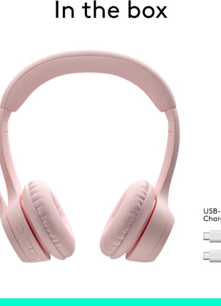 Logitech Zone 300 Wireless Bluetooth Headset with Noise-Canceling Microphone, Compatible with Windows, Mac, Chrome, Linux, iOS, iPadOS, Android – Rose