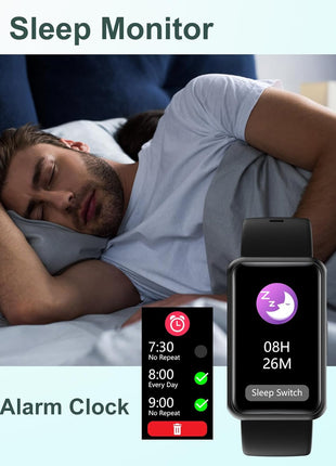 HUAKUA Fitness Tracker No Bluetooth No APP No Phone Needed, Fitness Watch for Men Women Parents IP68 Waterproof with Full Touch Screen Steps Calories Counter Sleep Tracker Alarm Clocks (Black)