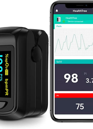 Fingertip Pulse Oximeter Blood Oxygen Monitor Pulse Ox, Heart Rate and Fast Spo2 Reading Oxygen Meter with OLED Screen Included Batteries and Lanyard