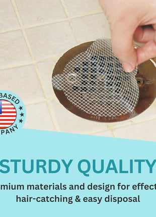 25 Pack Disposable Shower Drain Hair Catcher Mesh Stickers - Peel & Stick Drain Strainers to Prevent Clogs, Strong Waterproof Adhesive, Mess-Free Disposable Drain Covers for Shower & Bathtub
