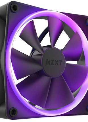 NZXT F120 RGB - 120mm PWM RGB PC Case Fan - Black | 120mm PWM RGB fan with advanced lighting customization and whisper-quiet cooling. CAM-compatible lighting.