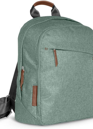 UPPAbaby Changing Backpack / Multiple Storage Compartments / Stroller Strap Attachment / Bottle Insulator and Changing Pad Included / Emmett/Gwen (Green Mélange / Saddle Leather)