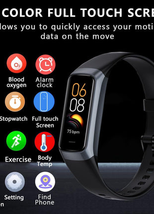 Fitness Tracker Activity Tracker Smart Watch 1.10''AMOLED Touch Color Screen,Smart Watch with 24/7 Blood Oxygen Heart Rate,Sleep Monitor,IP68 Waterproof,Step Counter Health for Women Men (Black)