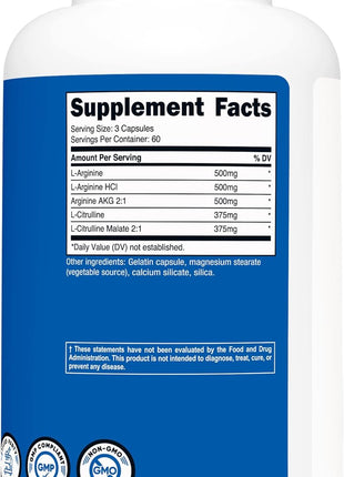 Nutricost Nitric Oxide Booster 2250mg, 180 Capsules   750mg Per Casule, 60 Servings   Gluten Free and Non GMO