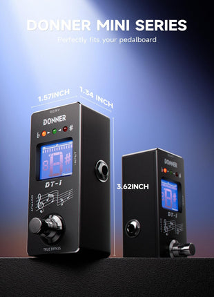 Donner Tuner Pedal, Dt-1 Chromatic Guitar Tuner Pedal with Pitch Indicator for Electric Guitar and Bass True Bypass