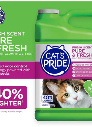 Cat's Pride Premium Lightweight Clumping Litter: Pure & Fresh - Up to 10 Days of Powerful Odor Control - Multi-Cat, Scented, 10 Pounds