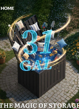 YITAHOME 31 Gallon Outdoor Storage Box, Resin Deck Box and Waterproof Package Delivery Box for Gardening Tools, Pool Supplies, Patio Furniture, Lockable, Black