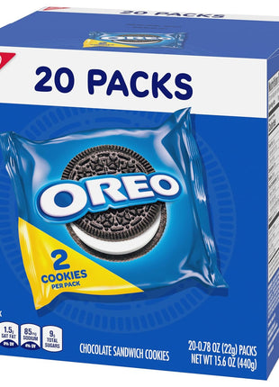 OREO Chocolate Sandwich Cookies, 20 Snack Packs (2 Cookies Per Pack) | Individually Wrapped