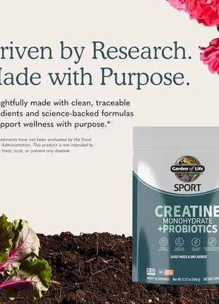 Garden of Life Sport Creatine Monohydrate + Probiotics Powder, 60 Servings
