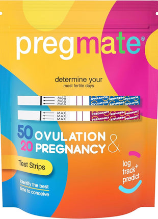 Pregmate 50 Ovulation and 20 Pregnancy Test Strips Predictor Kit