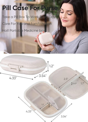 Holii Travel Pill Organizer, 8 Compartments Portable Pill Case, Daily Pill Box to Hold Vitamins, Small Pill Container for Pocket Purse Medicine Organizer(Khaki)