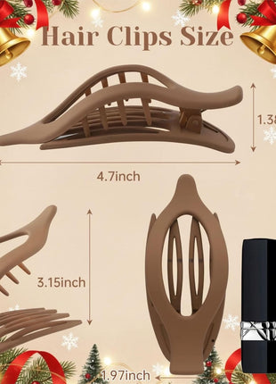 French Concord Hair Clips - 6Pcs Side Slide Volume Clips for Women Girls, Strong Hold No Slip Grip, Thick or Thin Hair (Matte Finish, L:4.6 IN, W:1.97IN)