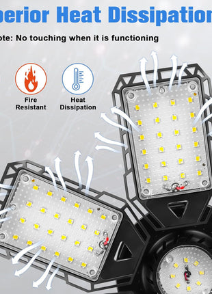 LED Garage Lights Bulb 2 Pack 180W 18000LM 6500K Led Shop Light with 6 Plus 1 Deformable Panels Basement Barn Ceiling Lights for E26/E27