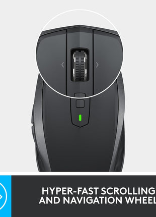 Logitech MX Anywhere 2S Bluetooth Edition Compact Wireless Mouse, No USB Receiver - Use On Any Surface, Hyper-Fast Scrolling, Rechargeable, Control Up to 3 Apple Mac and Windows Computers and Laptops