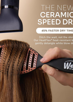 Wet Brush Ceramic Speed Dry Hair Brush, Black - Vented Design & Soft HeatFlex Bristles for Blow-Dry Safe Styling - Ergonomic Handle for Pain-Free Detangling - Hair Accessories for All Hair Types