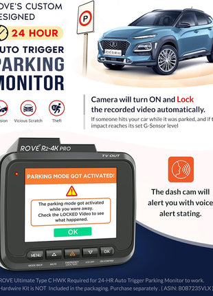 ROVE R2-4K PRO Dash Cam, Built-in GPS, 5G WiFi Dash Camera for Cars, 2160P UHD 30fps Dashcam with APP, 2.4 inch IPS Screen, Night Vision, WDR, 150° Wide Angle, 24-Hr Parking Mode, Supports 512GB Max