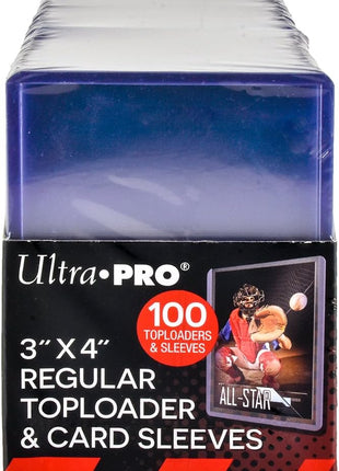 Ultra PRO 3 inch x 4 inch Clear Regular TopLoaders For Cards With Card Sleeves Bundle Standard Size 100ct Trading Baseball Toploader Card Sleeve Protectors