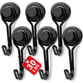 E BAVITE Magnetic Hooks, 30lbs Magnet Hook 2025 Cruise Cabin Ship Essentials Heavy Duty Strong Magnets Refrigerator Fridge Hanging for Classroom Beach Vacation Kitchen Grills Home 6pcs (Black)