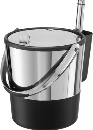 Oggi Insulated Ice Bucket, 4 Quart / 3.8 L, Stainless Steel, Black.