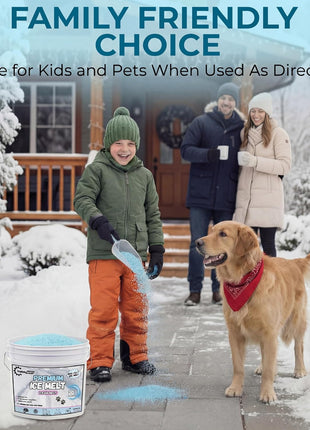 Pet-Friendly Ice Melt - Fast Acting Magnesium Chloride Formula, Safer for Pets & Surfaces, 15lb Bucket