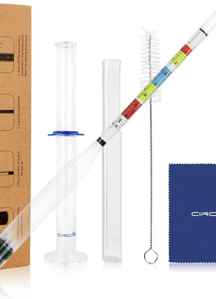 Circrane Hydrometer & Glass Test Jar Set, Triple Scale Alcohol Hydrometer with Glass Cylinder for Brew Beer, Wine, Mead and Kombucha, ABV, Brix and Gravity Test Kit, Home Brewing Supplies