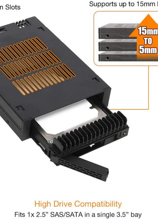 ICY DOCK 1 Bay 2.5 SAS/SATA HDD/SSD Tool-Less Enclosure for External 3.5" Bay | ExpressCage MB741SP-B