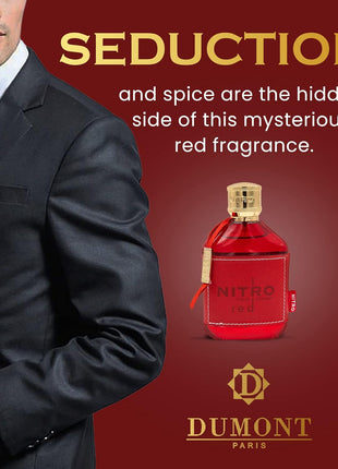 Dumont NITRO RED - 3.4oz - Eau De Parfum - Luxury Perfume for Men - Fruit, Woody, Floral & Masculine Fragrance - Long Lasting Cologne Mist & Body Spray - for Him