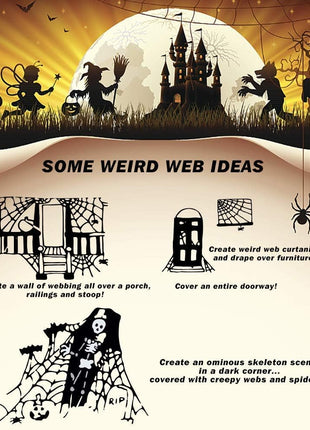 1400 sqft Halloween Spider Webs Decorations with 150 Extra Fake Spiders, Super Stretchy Cobwebs for Halloween Decor Indoor and Outdoor