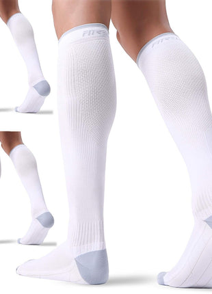 FITRELL 3 Pairs Compression Socks for Women and Men 20-30mmHg- Circulation and Muscle Support Socks for Travel, Running, Nurse, Knee High, Medical Black+White+Grey Small-Medium