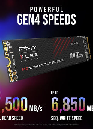 PNY XLR8 Gaming CS3140 1TB PCIe Gen4 SSD - Up to 7500/5650 MB/s, M.2 2280, 3D NAND - PS5/PC/Laptop Upgrade for Gamers, Creators, and Heavy-Duty Setups - Internal Solid-State Drive - M280CS3140-1TB-RB