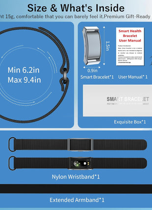 Smart Bracelet for Men Women, Fitness Tracker with Free App, 24/7 Auto Heart Rate/SpO2 Monitor, Sleep Stress Tracking Smart Health Wristband, 120+ Sports Modes with Extended Armband, IP68 Waterproof