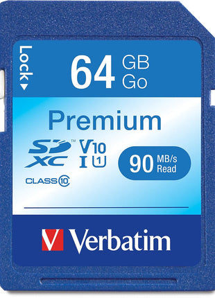 Verbatim 64GB Premium SDXC Memory Card, UHS-I V10 U1 Class 10