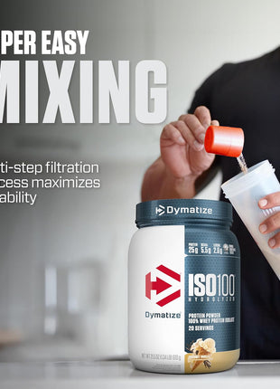 Dymatize ISO100 Protein Powder, 100% Whey Isolate, Gourmet Vanilla | 25g Protein, Hydrolyzed, Fast-Absorbing, Supports Muscle Health, 5.5g BCAAs, Gluten-Free, 20 Servings, 1.3 lb