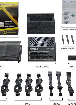 SEASONIC FOCUS V4 GX-850-850W - 80+ Gold - Full-Modular - ATX Form Factor - Premium Japanese Capacitor - 10 Year Warranty - Nvidia RTX 30/40 Super & AMD GPU Compatible (Ref. SRP-FGX851-A5A32SF)