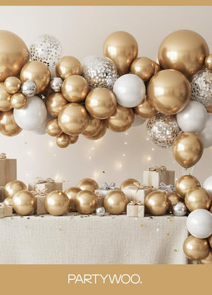 PartyWoo Metallic Gold Balloons 152 pcs Chrome Gold Balloons Different Sizes Pack of 18 12 10 5 Inch Gold Balloon Arch Kit Balloon Garland for Birthday Graduation New Year Party Decorations Gold G127