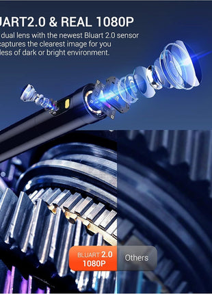 DEPSTECH Inspection Endoscope Camera with Light: Dual Lens 1080P Borescope with 4.3" IPS Screen & 16.5FT Snake Cable, Industrial Waterproof Video Automotive Tools for Sewer, HVAC, Plumbing, Mechanic