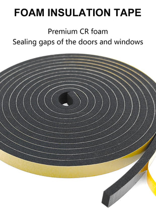 Topiverse Weather Stripping Door Seal Strip, Strong Adhesive, Weatherproof, Reduce Noise, Gap Filler, Foam Insulation Tape for Doors and Windows (1/2 in x 1/4 in x 13 Ft)