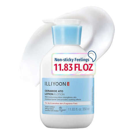 Illiyoon Ceramide Ato Lotion | Lightweight Moisturizer for Dry & Sensitive Skin, Barrier Repair for Face & Body, Mild for Babies, Vegan Certified, Korean Skin Care, 11.83 fl.oz.