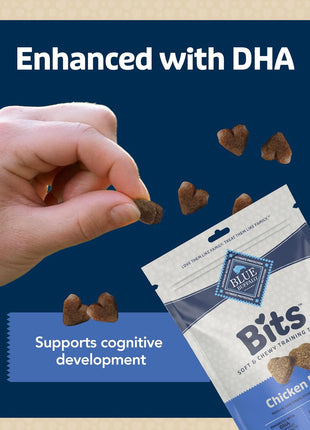 Blue Buffalo Bits Soft Dog Treats for Training, Made with Natural Ingredients & Enhanced with DHA, Chicken Recipe, 19-oz Bag (Pack of 4)