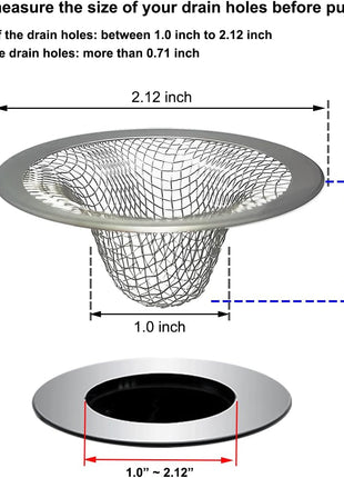 1.0" Small Drain Strainer, Sink Drain Hair Catcher, Bathroom Sink Drain Strainer, 2PCS Drain Mesh Baskets for Laundry, Mop Pool, Utility, Slop, RV Sink, Stainless Steel Drain Filter