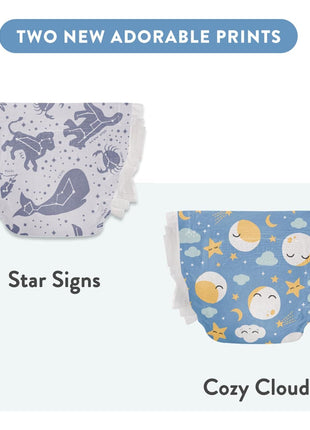 The Honest Company Comfort Dry Overnight Diapers, Up to 12 Hours Protection, Hypoallergenic, Cozy Cloud + Star Signs, Club Box Size 5 (27+ lbs), 40 Count