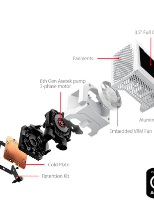 ASUS ROG Ryujin III 240 ARGB WHT All-in-one Liquid CPU Cooler with 240mm Radiator. Asetek 8th gen Pump, 2X Magnetic 120mm ARGB Fans (Daisy Chain Design), 3.5" LCD Display.,White, 6 Year Warranty