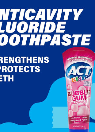 ACT Kids Anticavity Fluoride Toothpaste 4.6 oz. Bubble Gum Blowout