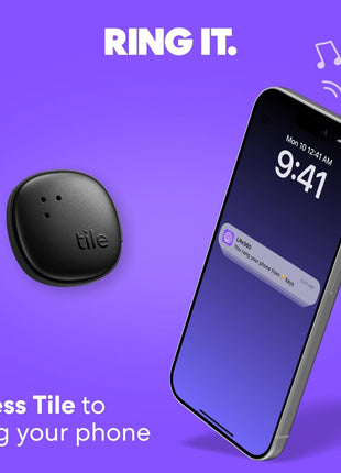 Life360 Tile Sticker - Small Bluetooth Tracker, Remote Finder and Item Locator for Bikes, Glasses and More. Both iOS and Android Compatible. Phone Finder. 2-Pack (Black)