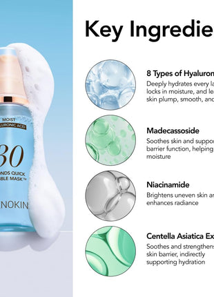 MENOKIN 30 Seconds Bubble Mask MOIST, Hyaluronic Acid Face Mask, 2.36 fl oz