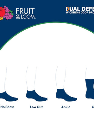 Fruit of the Loom Men's Dual Defense Socks, Odor Protection with Half Cushion, Multi-Packs
