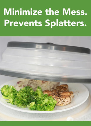 Tovolo Microwave Splatter Cover for Food, Medium (Charcoal)   Collapsible & Vented Silicone Splatter Guard Lid   Microwave Plate & Dish Cover with Handle   BPA Free Kitchen Gadget for Meal Prep