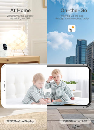ARENTI WiFi Baby Camera Monitor, 5-inch Screen, Smartphone App, Motion Tracking, Timed Detection, Encrypted Connection, Super Night Vision, 2-Way Talk, Temp Sensor, Lullaby, Support Local Storage