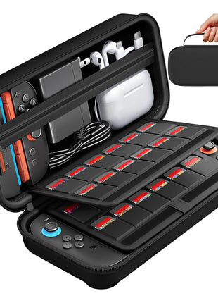 daydayup Switch Carrying Case Compatible with Nintendo Switch 2, with 24 Games Cartridges Protective Hard Shell Travel Carrying Pouch for Console & Accessories Playstation Vita Case